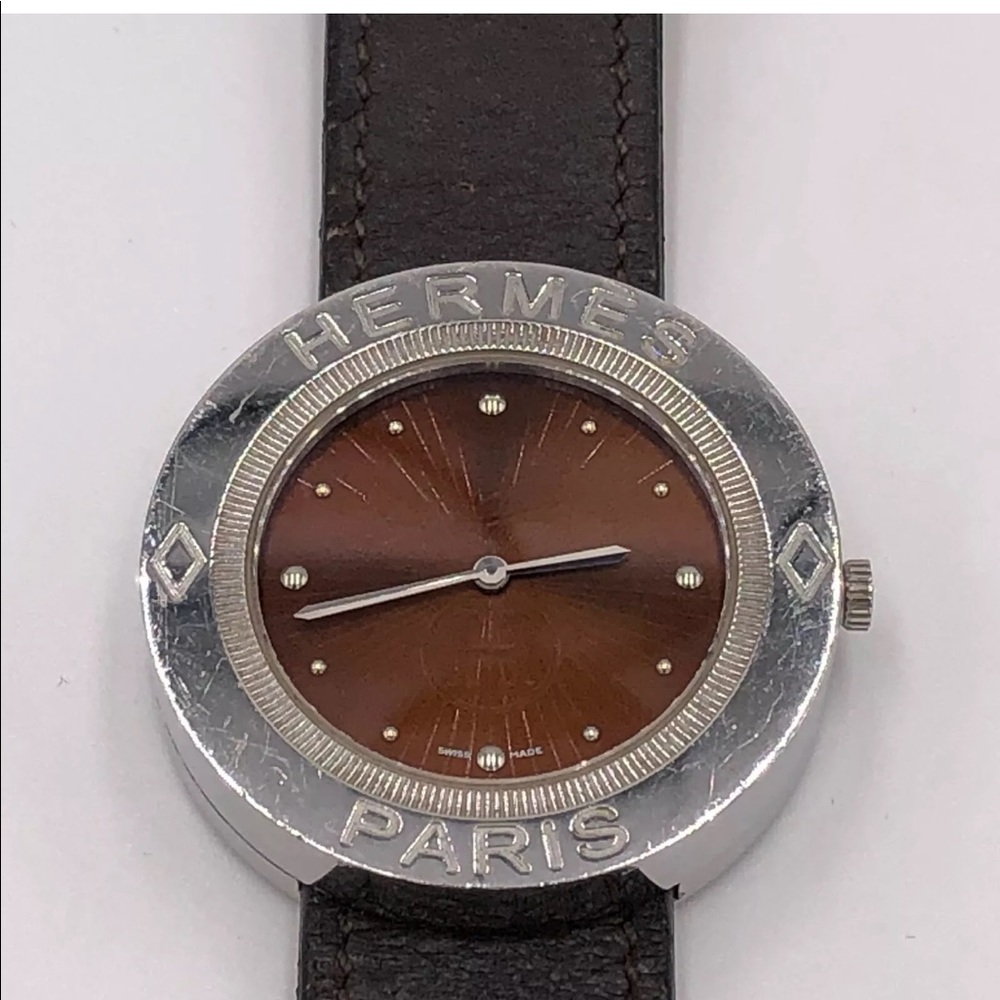 Hermes Passe Passe Red Dial Leather Quartz Watch